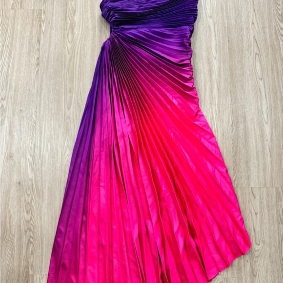 Pinkblush Purple Ombre Pleated Asymmetrical Maternity Maxi Dress - Picture 8 of 8